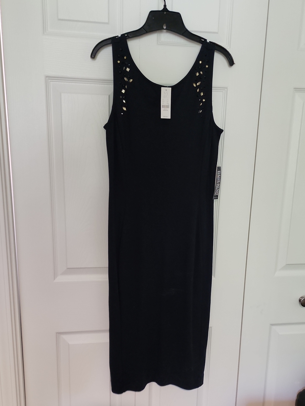 New York & Company Black Stud-Detail Sleeveless Midi Dress